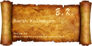 Barth Kolombusz névjegykártya